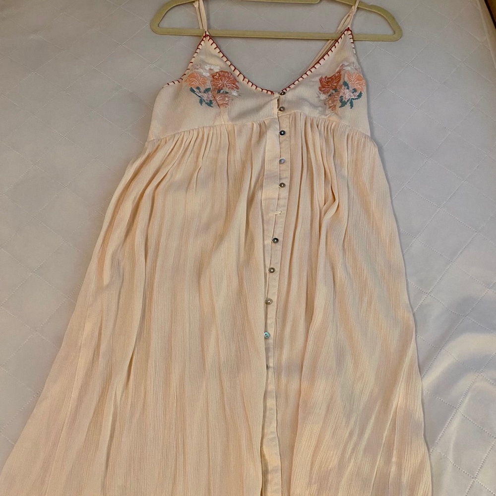 Mid length flowy button down dress